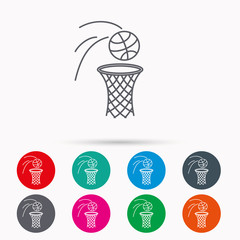 Fototapeta na wymiar Basketball icon. Basket with ball sign.