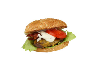Hamburger with cheddar an bacon
