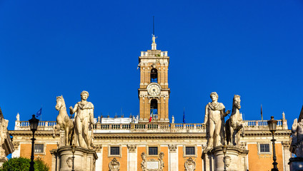 Fototapeta na wymiar Statues of Dioscures on the Capitoline Hill in Rome