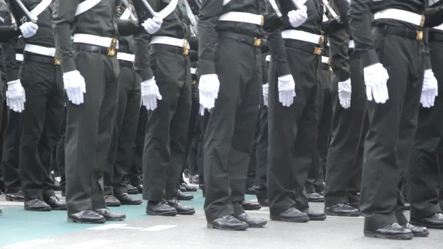 Soldier preparing before parade