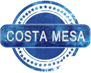 costa mesa grunge blue stamp. Isolated on white.