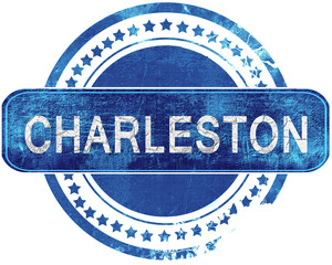 charleston grunge blue stamp. Isolated on white.