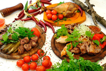grilled meat on a white background