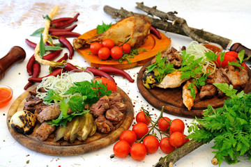 grilled meat on a white background