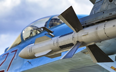 Fototapeta na wymiar Russian aircraft missile on airplane