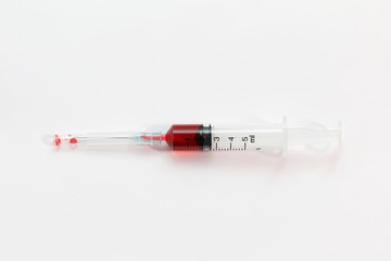 Fototapeta premium Red medicine syringe