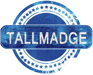 tallmadge grunge blue stamp. Isolated on white.