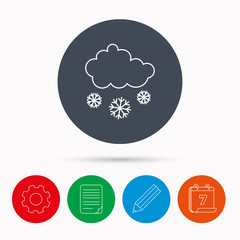 Snow icon. Snowflakes with cloud sign.