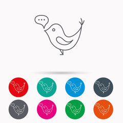 Bird with speech bubble icon. Short messages.