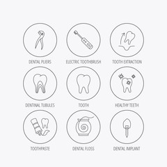 Tooth extraction, electric toothbrush icons.