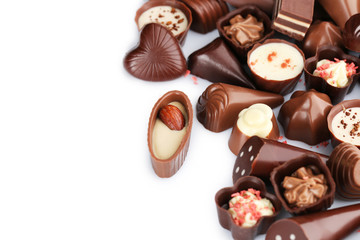 Assorted chocolate candies, close up