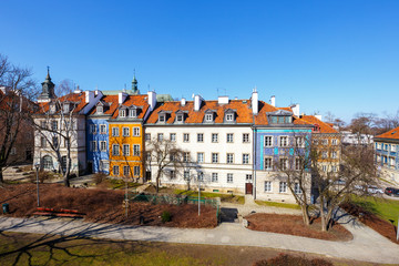 Fototapeta na wymiar Old town square in Warsaw in a sunny day