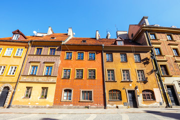 Old town square in Warsaw in a sunny day