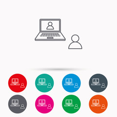 Video chat icon. Webcam chatting sign.