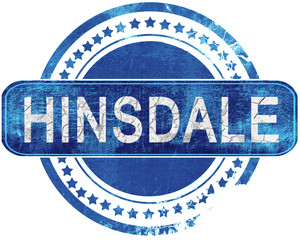 hinsdale grunge blue stamp. Isolated on white.