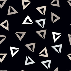 Cute vector geometric seamless pattern. Brush strokes, triangles. Hand drawn grunge texture. Abstract forms. Endless texture can be used for printing onto fabric or paper