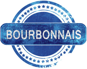 bourbonnais grunge blue stamp. Isolated on white.