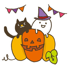 halloween pumpkin with cat