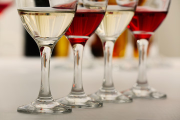Glasses with different kind of wine