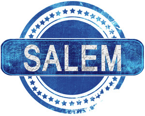 salem grunge blue stamp. Isolated on white.