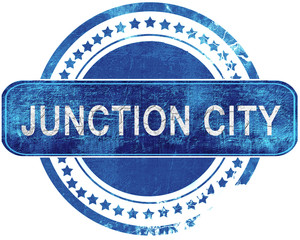 junction city grunge blue stamp. Isolated on white.