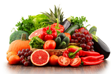 Naklejka na ściany i meble Composition with variety of fresh vegetables and fruits