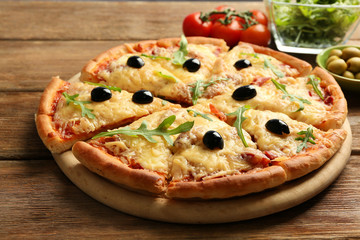 Fresh baked pizza, close up