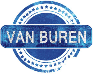 van buren grunge blue stamp. Isolated on white.