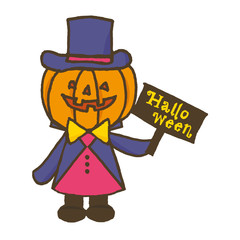 halloween pumpkin in blue hat 