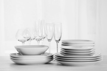 Fototapeta na wymiar Set of dishes for dinner party