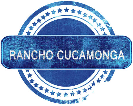 rancho cucamonga grunge blue stamp. Isolated on white.