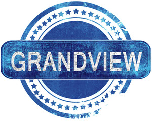 grandview grunge blue stamp. Isolated on white.