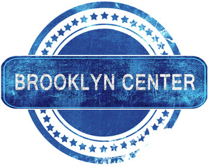 brooklyn center grunge blue stamp. Isolated on white.