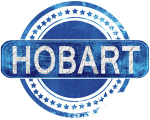 hobart grunge blue stamp. Isolated on white.