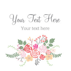 Floral Frame Collection. Set of cute retro flowers arranged un a shape of the wreath perfect for thank you card wedding invitations and birthday cards