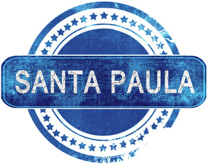 santa paula grunge blue stamp. Isolated on white.