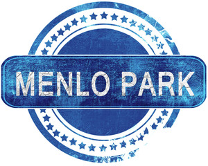 menlo park grunge blue stamp. Isolated on white.