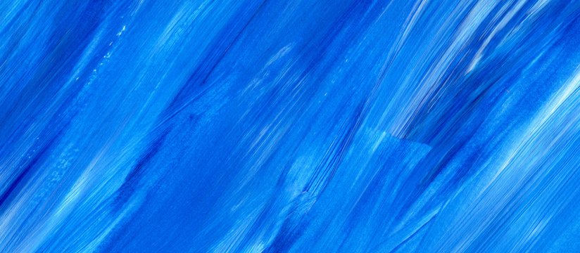 Blue Abstract acrylic texture background. Hand paint brush texture, acrylic textured backdrop. Dynamic Brush Stroke. Art Abstract Space for Text