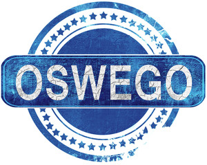 oswego grunge blue stamp. Isolated on white.