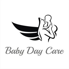 Baby day care and love logo template