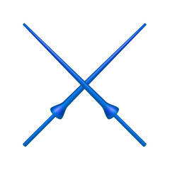 Two crossed lances in blue design
