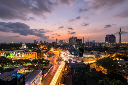 Colombo city sunset view, Top view of Colombo city at sunset in Sri Lanka