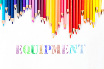 Equipment drawing by colour pencils