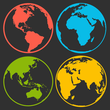 Set of earth planet globe logo icons for web and app