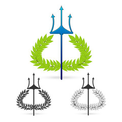 olive branch with  trident symbol of greek god poseidon