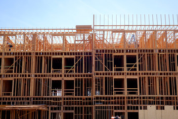 building being constructed in framing stage