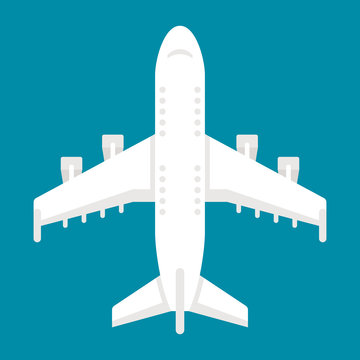 Flat design airplane top view