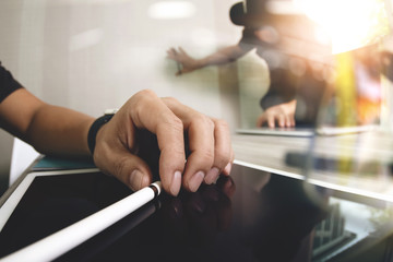 Businessman making presentation with his colleagues and business