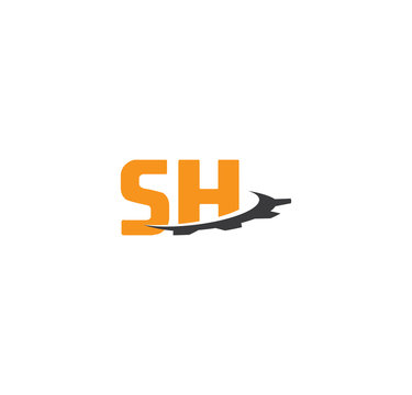 SH alphabet with swoosh gears