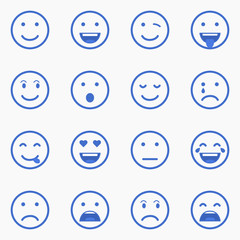 Set of Emoticons. Set of Emoji. Set of Avatar. Outline style illustrations - stock vector.